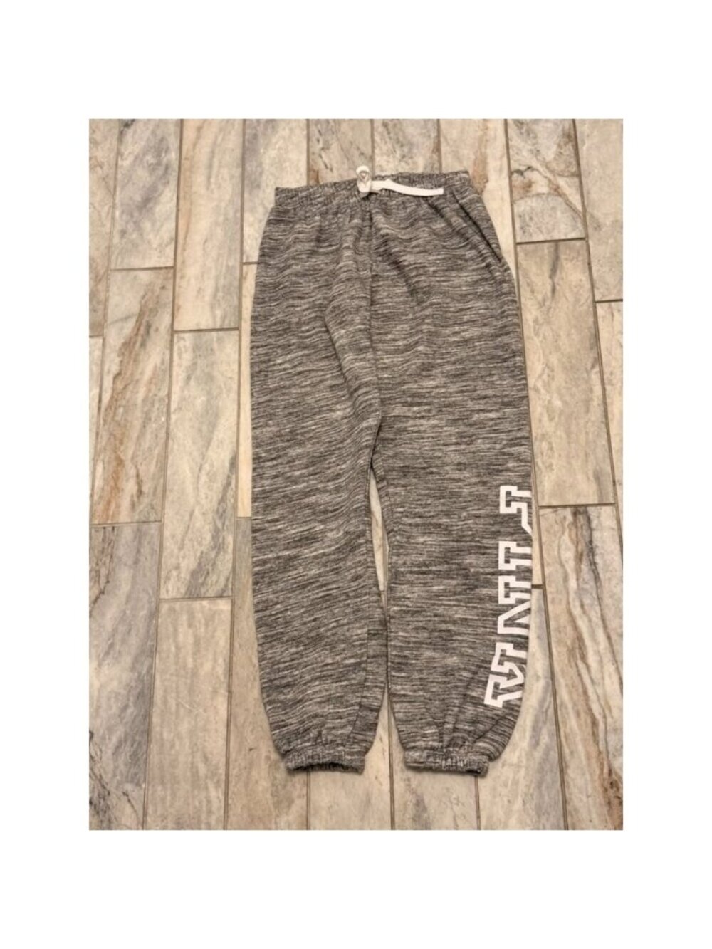 NEW PINK Victoria's Secret women's XS gray/black/white fleece lined joggers